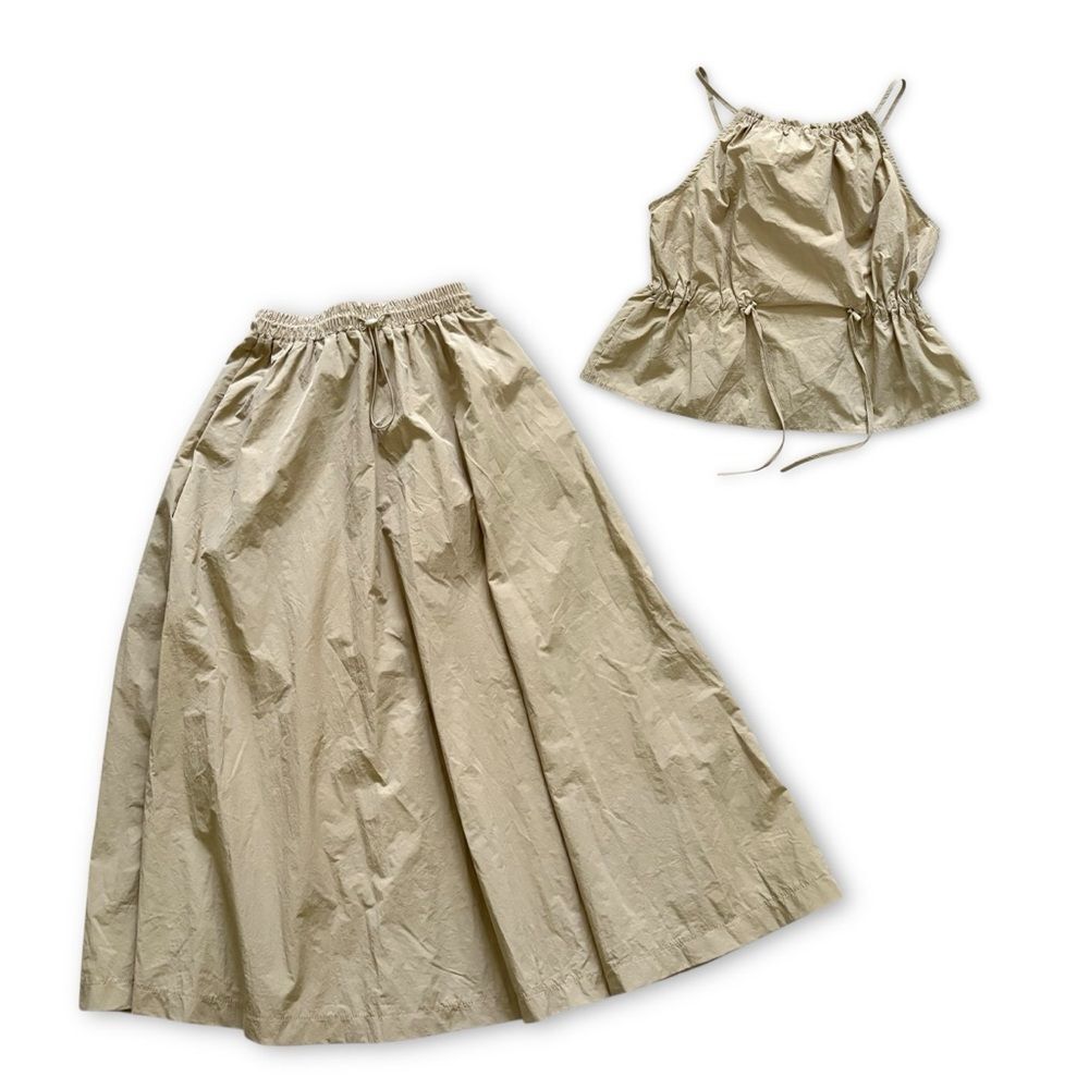 TwentySixHundred Tan Drawcord Tank Top & Midi Skirt Set NWOT Size Small